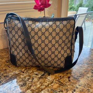 Vintage Large 80’s Gucci Handbag, Navy